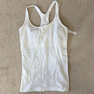 Lululemon Athletica White Ribbed Tank Top